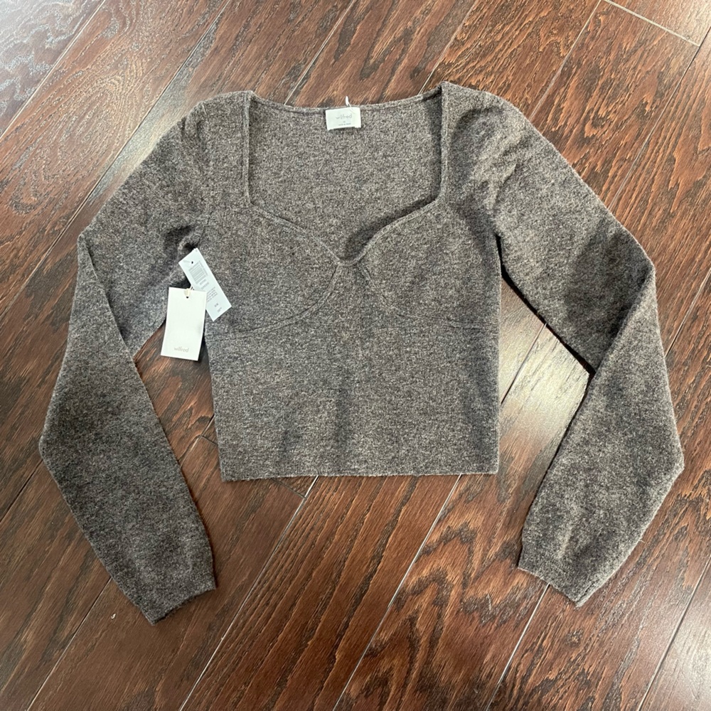 Aritzia Wilfred Greer Sweater Heather Mocha Women Size Medium NEW